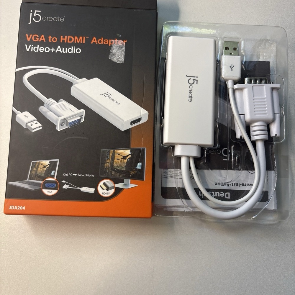 J5 Create VGA To HDMI Video Audio Adapter White JDA204